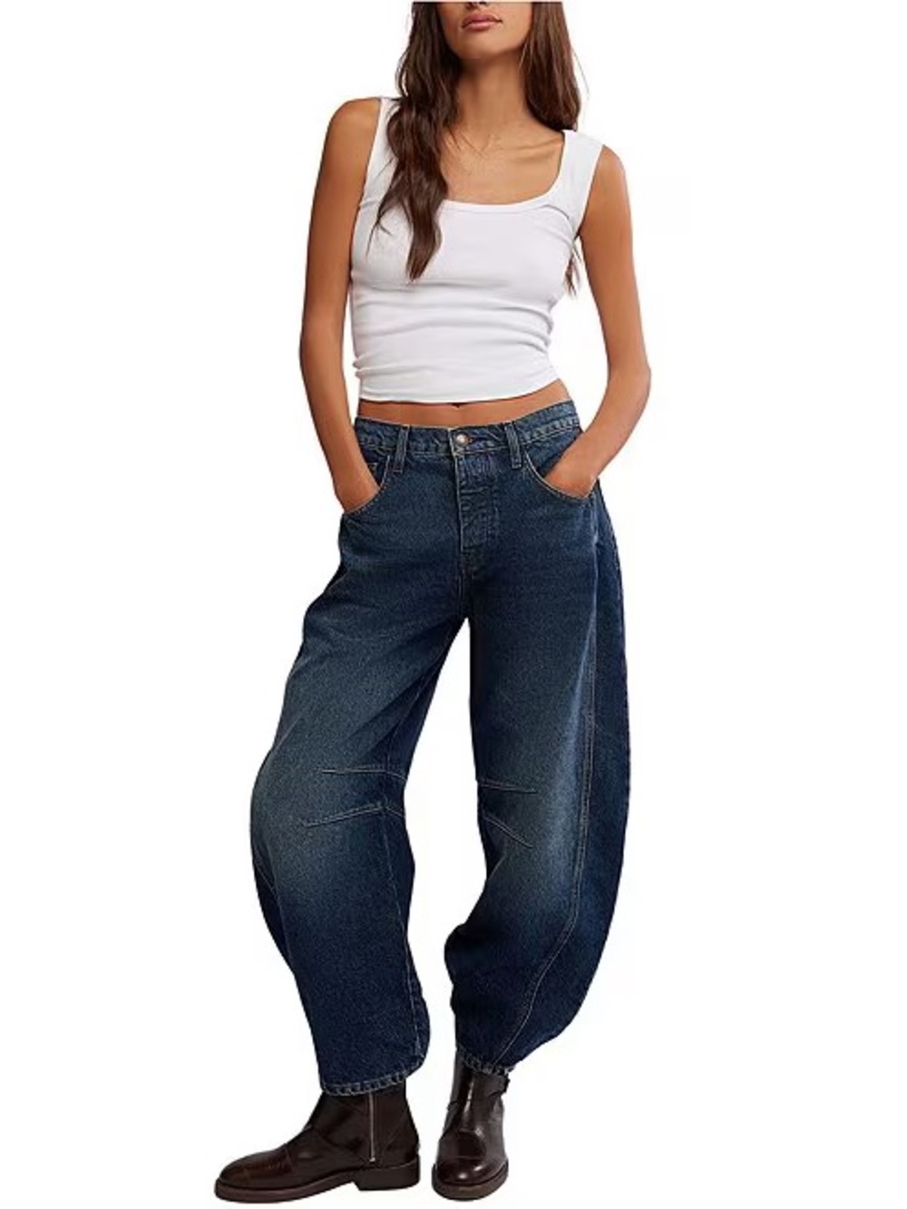 Free people barrel Dark Blue Wide-Leg Jeans - Casual High-Rise Style size 32